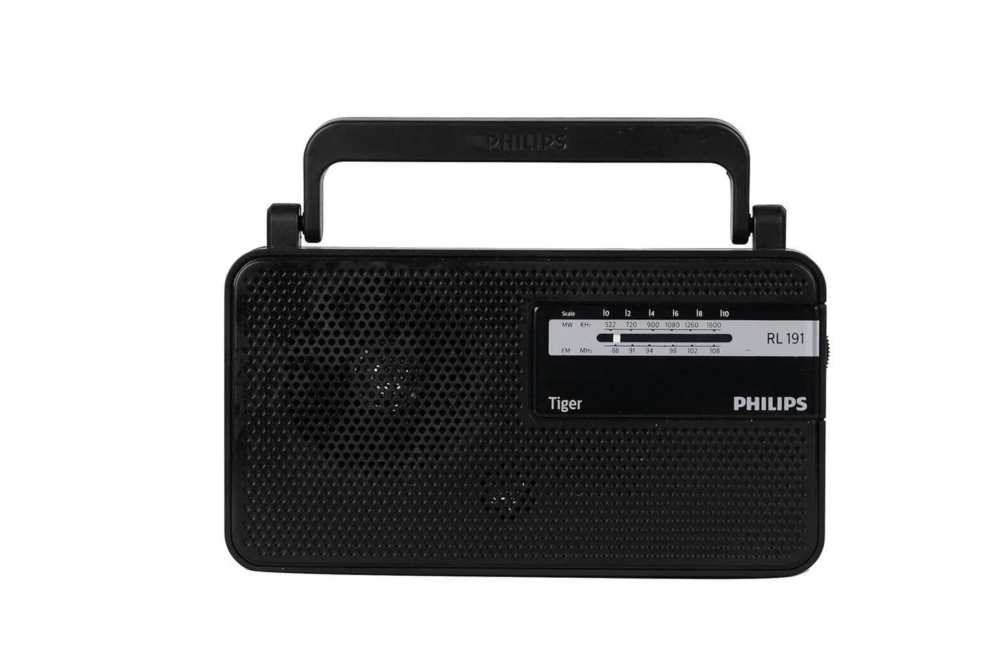 Philips Portable Radio RL191/94 with MW/FM Bands, 180mW RMS Sound Output, Telescopic Antenna, Battery & DC Powered (2xR20/3V DC), Compact & Portable Design