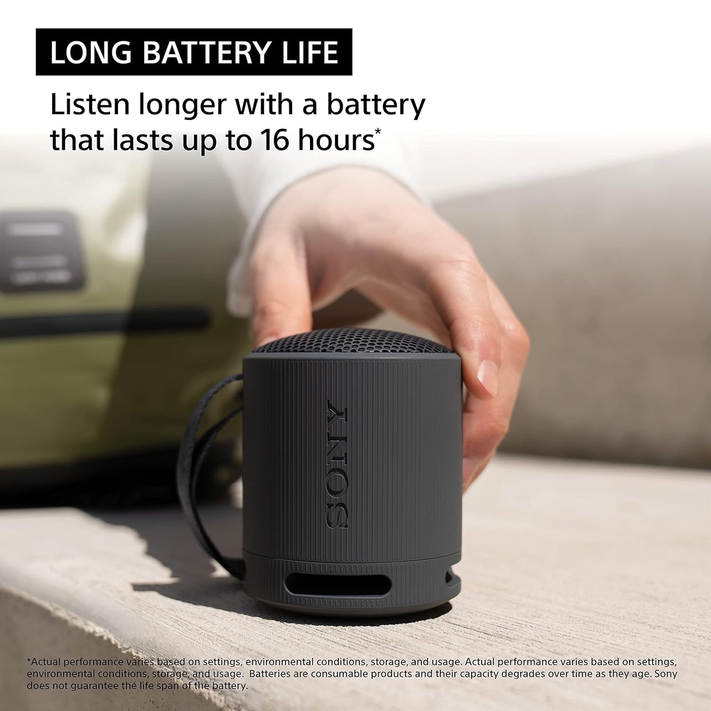 SONY SRS-XB100 Portable SuperCompact,Waterproof,16Hrs Battery,Extra Bass,Built-In Mic Bluetooth Speaker (Open box)